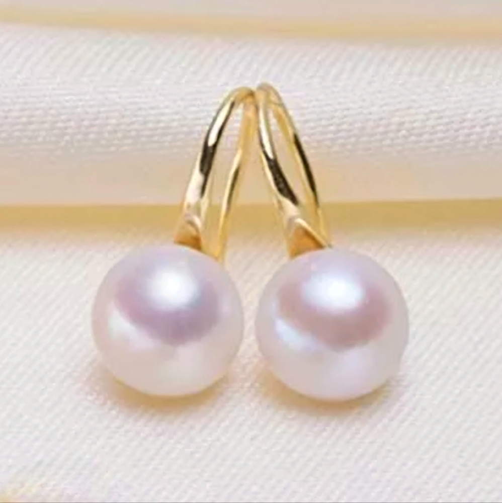 White Pearl Gold or Silver Elegant Luxury Sophisticated Dangly Hook Earrings